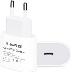 HAWEEL PD 20W Single USB-C / TYPE-C Interface QC Travel Charger  ondersteuning Volledig QC-protocol  EU-stekker