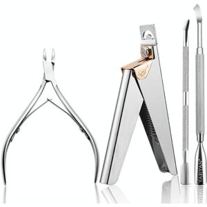FABIYAN Nail Art Scissors Set Stainless Steel Nail Clippers Dead Skin Scissors Remover Steel Push  Specification: Set 3