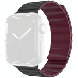 Mutal Moran Series Vloeibare Siliconen Magnetische Riem Horlogeband voor Apple Watch Series 7 45 mm / 6 & SE & 5 & 4 44mm / 3 & 2 & 1 42mm (zwart + wijn rood)