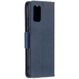 For Samsung Galaxy A02s (EU Version) Litchi Texture Pure Color Horizontal Flip Leather Case with Holder & Card Slots & Wallet & Lanyard(Dark Blue)
