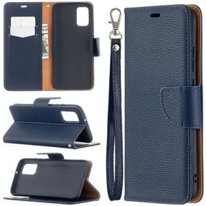 For Samsung Galaxy A02s (EU Version) Litchi Texture Pure Color Horizontal Flip Leather Case with Holder & Card Slots & Wallet & Lanyard(Dark Blue)
