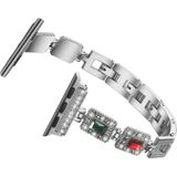 Grote vierkante diamant metalen vervanging riem horlogeband voor Apple Watch Series 6 & SE & 5 & 4 40mm / 3 & 2 & 1 38mm