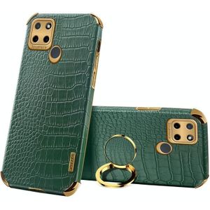 Voor Realme C21Y 6D Electroplating Crocodile Texture Telefoonhoes met houder