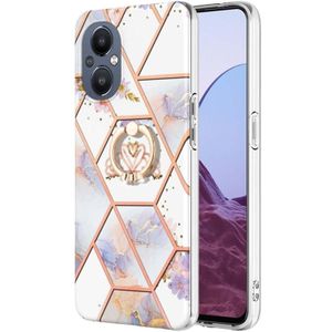 Voor OnePlus Nord N20 5G splitsen marmeren bloempatroon TPU ringhouder (Imperial Crown)