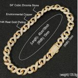16 Inch Gold Micro-Inlaid Zircon Hipster Large Hip-Hop Necklace Chain