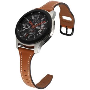 For Samsung Galaxy Watch5 40mm 20mm T-shape Genuine Leather Watch Band(Brown+Black)