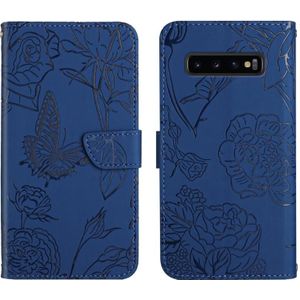 Voor Samsung Galaxy S10 + Skin Feel Butterfly Peony relif lederen telefoonhoes