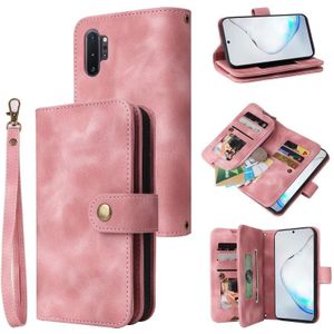 Voor Samsung Galaxy Note10+ multifunctionele kaartsleuf rits portemonnee lederen telefoonhoes (roségoud)