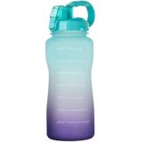 2000ml Large Capacity Portable Bounce Lid Water Bottle with Straw Tritan Material Outdoor Sports Kettle(Green To Purple)
