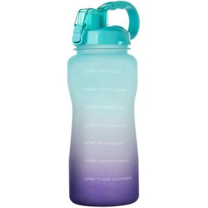 2000ml Large Capacity Portable Bounce Lid Water Bottle with Straw Tritan Material Outdoor Sports Kettle(Green To Purple)