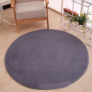 KSolid Round Carpet Soft Fleece Mat Anti-Slip Area Rug Kids Bedroom Door Mats  Size:Diameter: 160cm(Silver Grey)