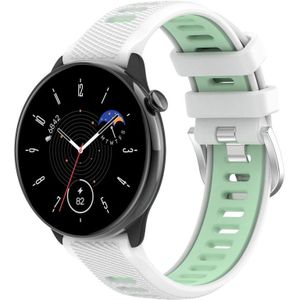 Voor Samsung Galaxy Watch 6 40 mm 20 mm sport tweekleurige stalen gesp siliconen horlogeband (wit + groenblauw)