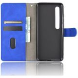 For Xiaomi Mi 10 Pro Solid Color Skin Feel Magnetic Buckle Horizontal Flip Calf Texture PU Leather Case with Holder & Card Slots & Wallet(Blue)