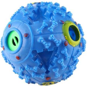 Pet Food Dispenser piepende Giggle Quack geluid opleiding speelgoed kauwen bal  grootte: M  bal Diameter: 9.2cm(Blue)