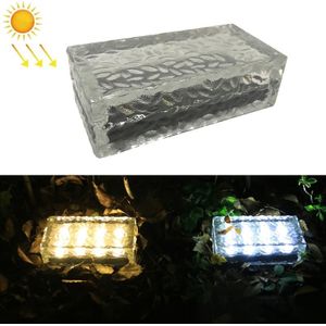 Outdoor Solar Buried Lamp Ice Square Glass Garden Decoration Waterproof Grass Lamp(White Light)