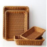 A1744 Rattan Basket Food Fruit Storage Basket Rectangular Fruit Plate  Size: Extra Large