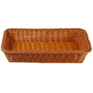 A1744 Rattan Basket Food Fruit Storage Basket Rectangular Fruit Plate  Size: Extra Large