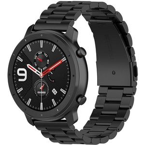 Suitable For Samsung Gear S2 Sport / Galaxy Watch Active 2 Universal 20mm Stainless Steel Metal Strap Butterfly Buckle Three Beads(black)