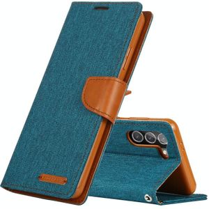 For Samsung Galaxy S21 5G GOOSPERY CANVAS DIARY Canvas Texture Horizontal Flip PU Leather Case with Holder & Card Slots & Wallet (Green)