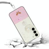 Voor Samsung Galaxy S23 5G Bronzing Butterfly Flower TPU-telefoonhoes met lanyard