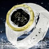 Sanda 6093 Waterdichte lichtgevende elektronische digitale horloge (wit goud)