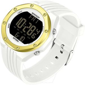 Sanda 6093 Waterdichte lichtgevende elektronische digitale horloge (wit goud)
