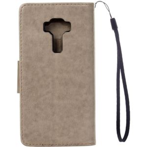 For Asus ZenFone 3 / ZE552KL Pressed Flowers Pattern Leather Case with Holder & Card Slots & Wallet(Grey)