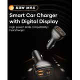 ROCK C301 60W Smart Digital Display Three Ports Car Charger(Black)