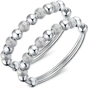 2 stks Dames Round Transfer Beads Vera Armband (Silver)
