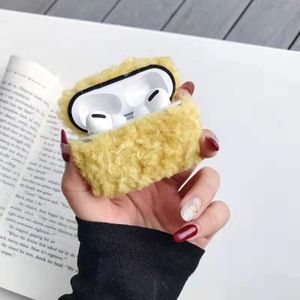 For Apple AirPods Pro Plush Bluetooth Headphone Protective Case(Yellow)