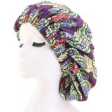 3 PCS TJM-434 Printed Double-Layer Night Hat With Satin Lining Elastic Wide Brim Headscarf Hat  Size: One Size Adjustable(Purple)