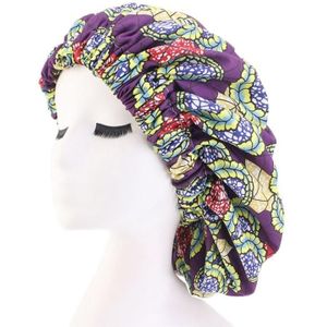 3 PCS TJM-434 Printed Double-Layer Night Hat With Satin Lining Elastic Wide Brim Headscarf Hat  Size: One Size Adjustable(Purple)