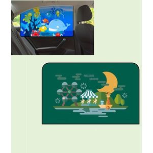 Car Cartoon Magnetic Sunshade Sunscreen Telescopic Collapsible Sunshield  Size:Rear Square(Amusement Park)