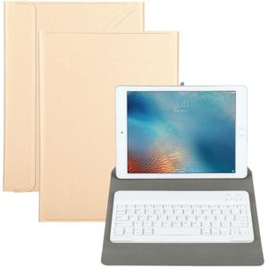 Universal Detachable Bluetooth Keyboard + Leather Case without Touchpad for iPad 9-10 inch  Specification:White Keyboard(Gold)