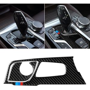 2 in 1 Car Tricolor Carbon Fiber Gear Position Panel Decorative Sticker for BMW 5 Series G38 528Li / 530Li / 540Li 2018 Left Drive