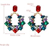 2 Pairs Exaggerated Geometric Alloy Inlaid Rhinestone Earrings Female Flash Full Diamond Earrings(Color)