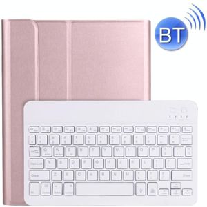 A11BS Ultra-thin ABS Detachable Bluetooth Keyboard Protective Case with Backlight & Pen Slot & Holder for iPad Pro 11 inch 2021 (Rose Gold)