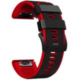 Voor Garmin Fenix 5X Plus 22mm siliconen sport tweekleurige horlogeband (zwart + rood)