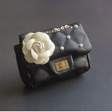 Flower Rivet Glitter Metal Chain Kid Shoulder Bag(Black)