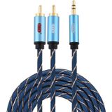 EMK 3.5mm Jack Male to 2 x RCA Male Gold Plated Connector Speaker Audio Cable  Cable Length:3m(Dark Blue)