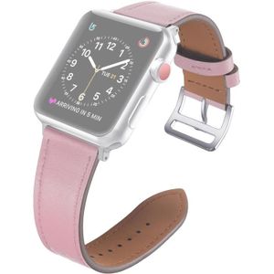 Small Waist Leather Replacement Strap Watchband For Apple Watch Series 7 & 6 & SE & 5 & 4 44mm  / 3 & 2 & 1 42mm(Pink)