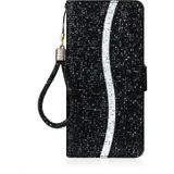 For Samsung Galaxy S30+ Glitter Powder Horizontal Flip Leather Case with Card Slots & Holder & Lanyard(Black)