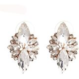 Five-leaf Petal Crystal Earrings Pink Diamond Earrings Simple Jewelry(blue)