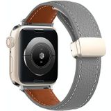 Vouwgesp lederen horlogeband voor Apple Watch Ultra 49 mm / serie 8 & 7 45 mm / SE 2 & 6 & SE & 5 & 4 44 mm / 3 & 2 & 1 42 mm (Nebula Ash)
