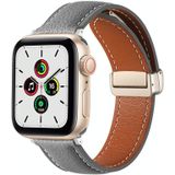 Vouwgesp lederen horlogeband voor Apple Watch Ultra 49 mm / serie 8 & 7 45 mm / SE 2 & 6 & SE & 5 & 4 44 mm / 3 & 2 & 1 42 mm (Nebula Ash)