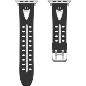 For Apple Watch Series 3 & 2 & 1 42mm Fashion Smiling Face Pattern Silicone Watch Strap (Black+White)