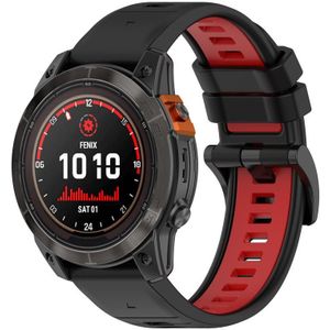 Voor Garmin Fenix 7 Pro 47 mm 22 mm sport tweekleurige siliconen horlogeband (zwart + rood)