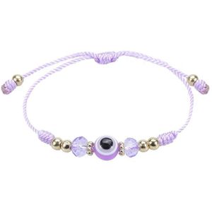 5 PCS Devil Eye Adjustable Crystal Beaded Bracelet(Light Purple)