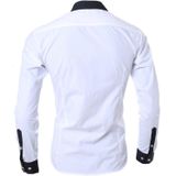 Casual business mannen jurk lange mouwen katoen stijlvolle sociale shirts  size:l (wit)