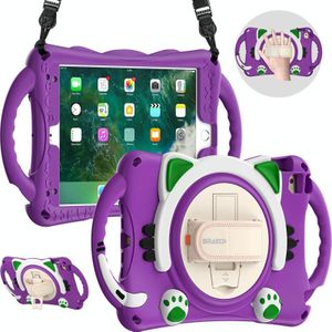 Cute Cat King Kids Shockproof EVA Protective Case with Holder & Shoulder Strap & Handle For iPad mini 5 / 4 / 3 / 2 /1(Purple)